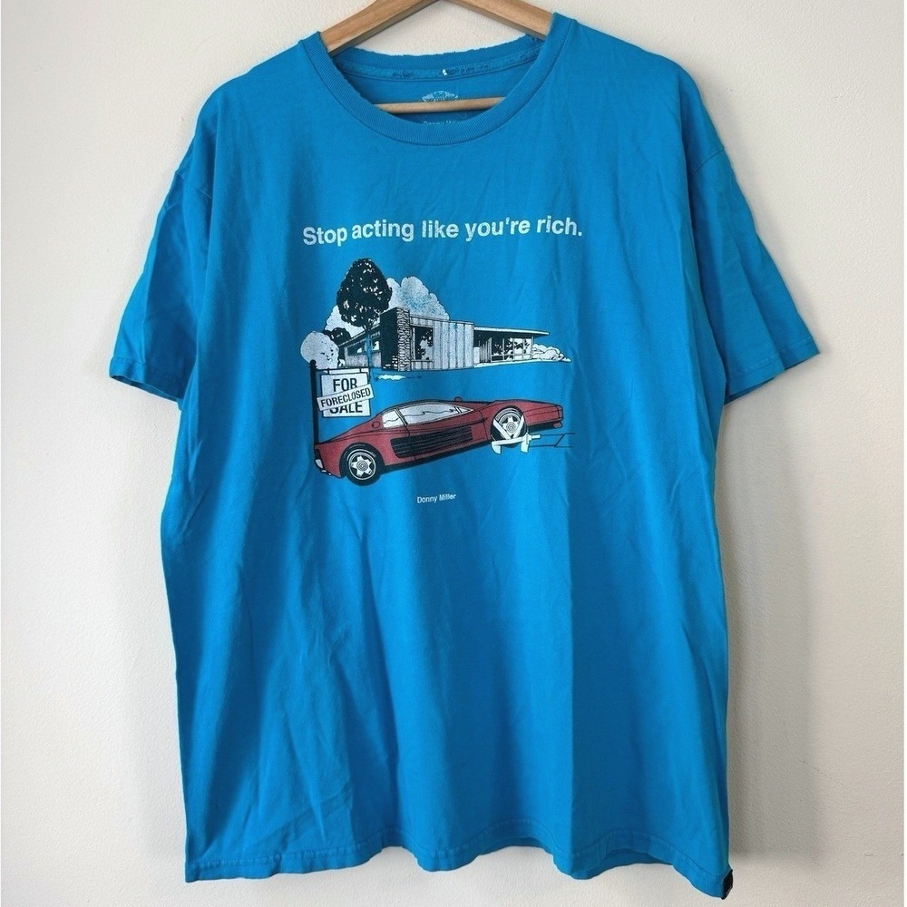 Vans Donny Miller Skate Collab Graphic Art Blue Tee Shirt -‎ Large